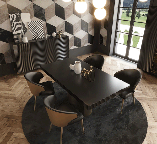 Wave Dining Set Dark grey